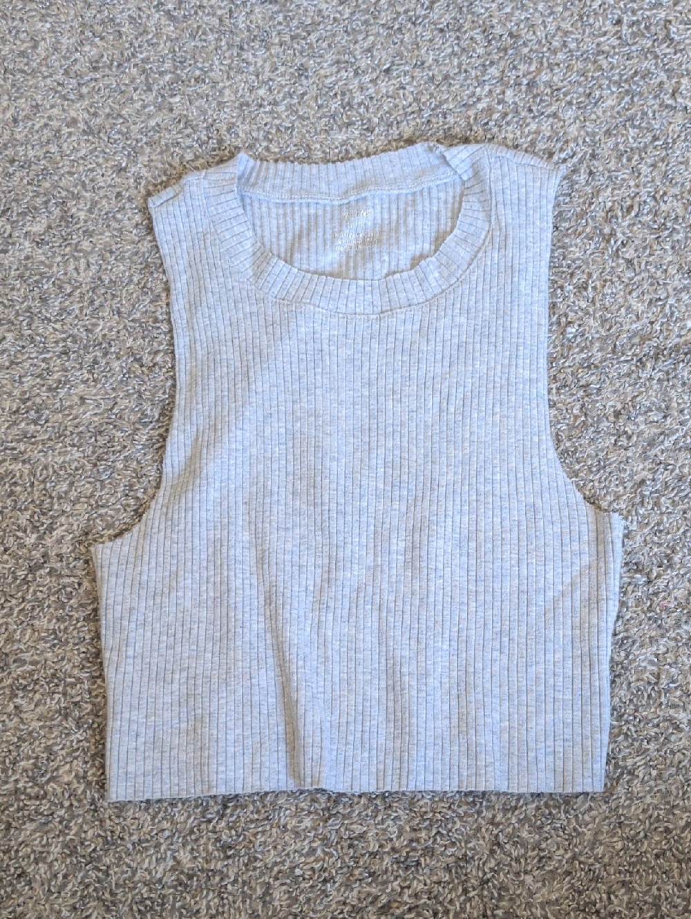 aerie Light Gray Ribbed Cropped Tank
